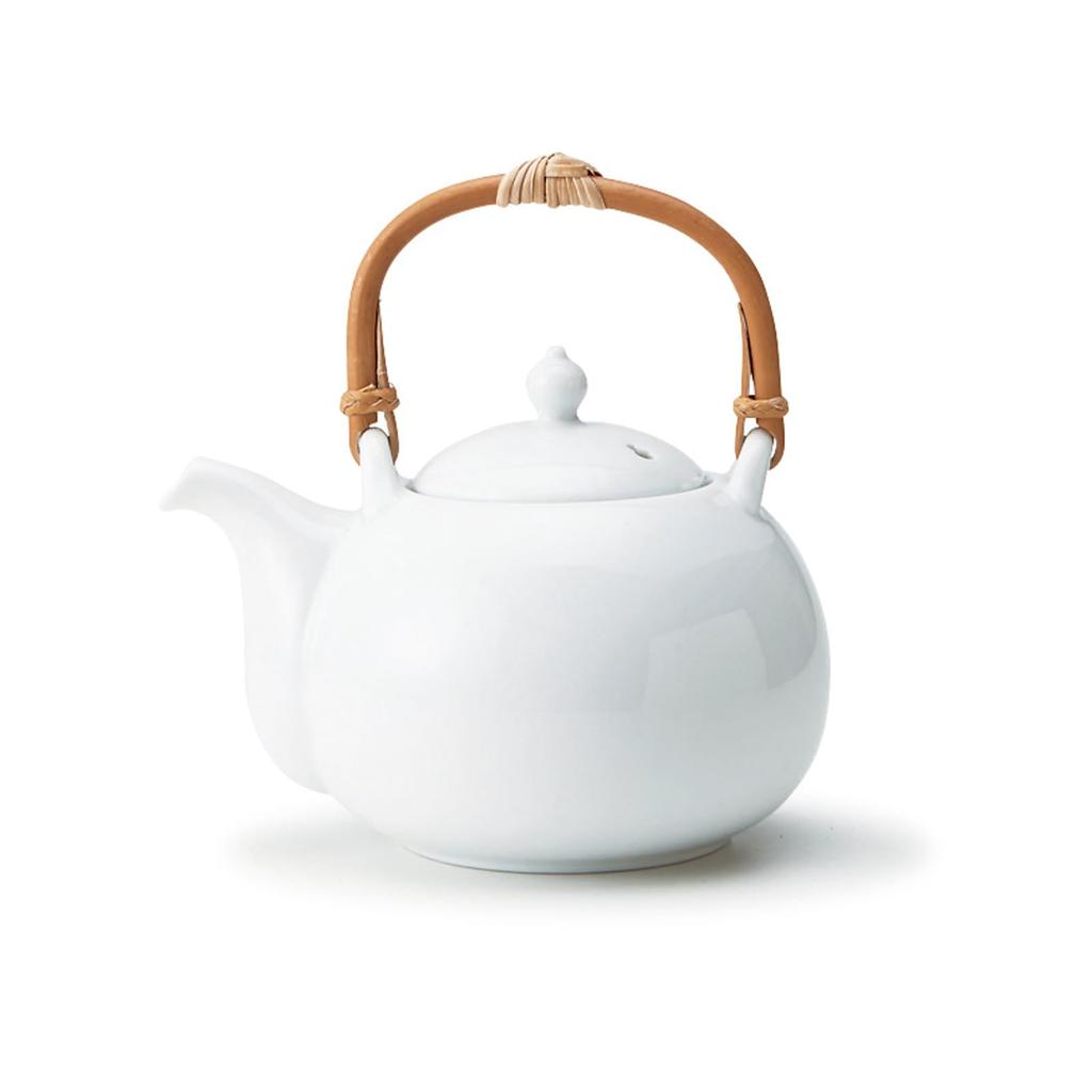 Mino Ware with a Hole and Stainless Steel Tea Approximately 400ml Microwave and Dishwasher White Made In Product Number Teapot, Miyama, Narrow-bore
