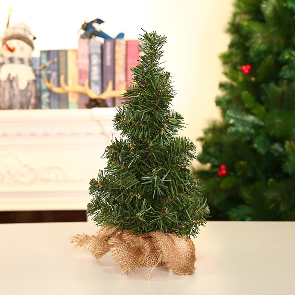 New Cloth PVC Mini Christmas Tree Handcraft 20/30/40CM Mini Xmas Tree DIY Table Ornament Party Supplies
