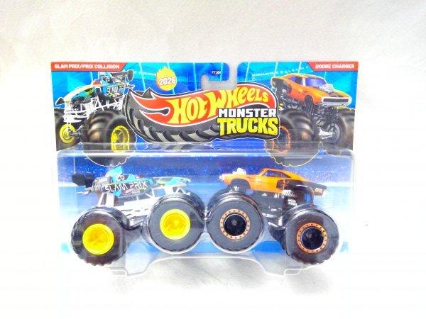 Hot Wheels Monster Truck SLAM PRIX COLLSION DODGE CHARGER Set / - 2-car