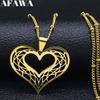 Heart Stainless Steel Necklace Women Gold Color Love Necklaces Jewelry Valentine's Day Gift Inoxidable Joyeria Mujer N619S01