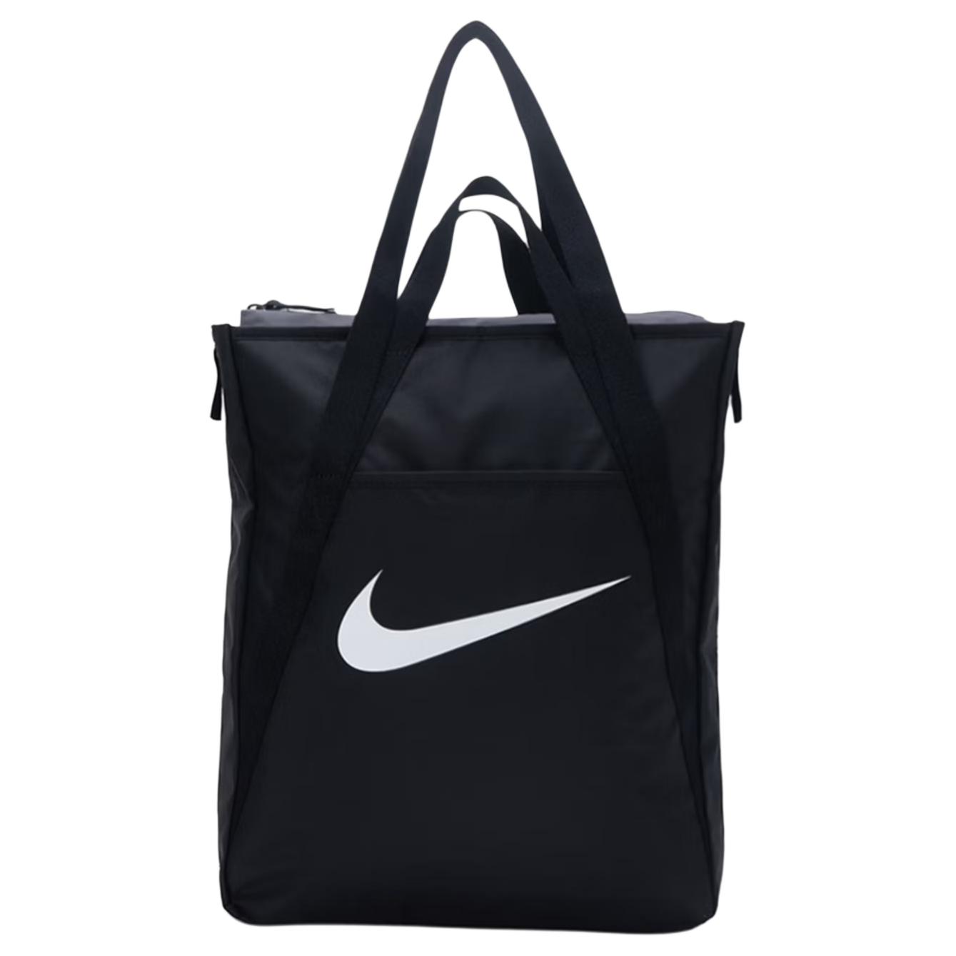 Nike Logo Zipper Closure Polyester Shoulder Tote Bag Unisex bags Black IH7964-010 Black