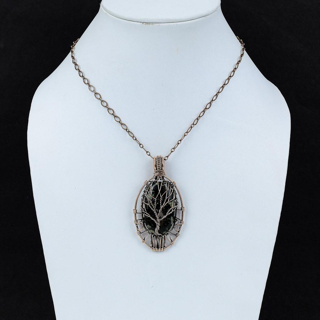 Tree Of Life Ocean Jasper Pendant Copper Wire Wrapped Gemstone Jewelry Handmade Pendant Wire Wrapping Jewelry Copper Pendant Engagement Gift