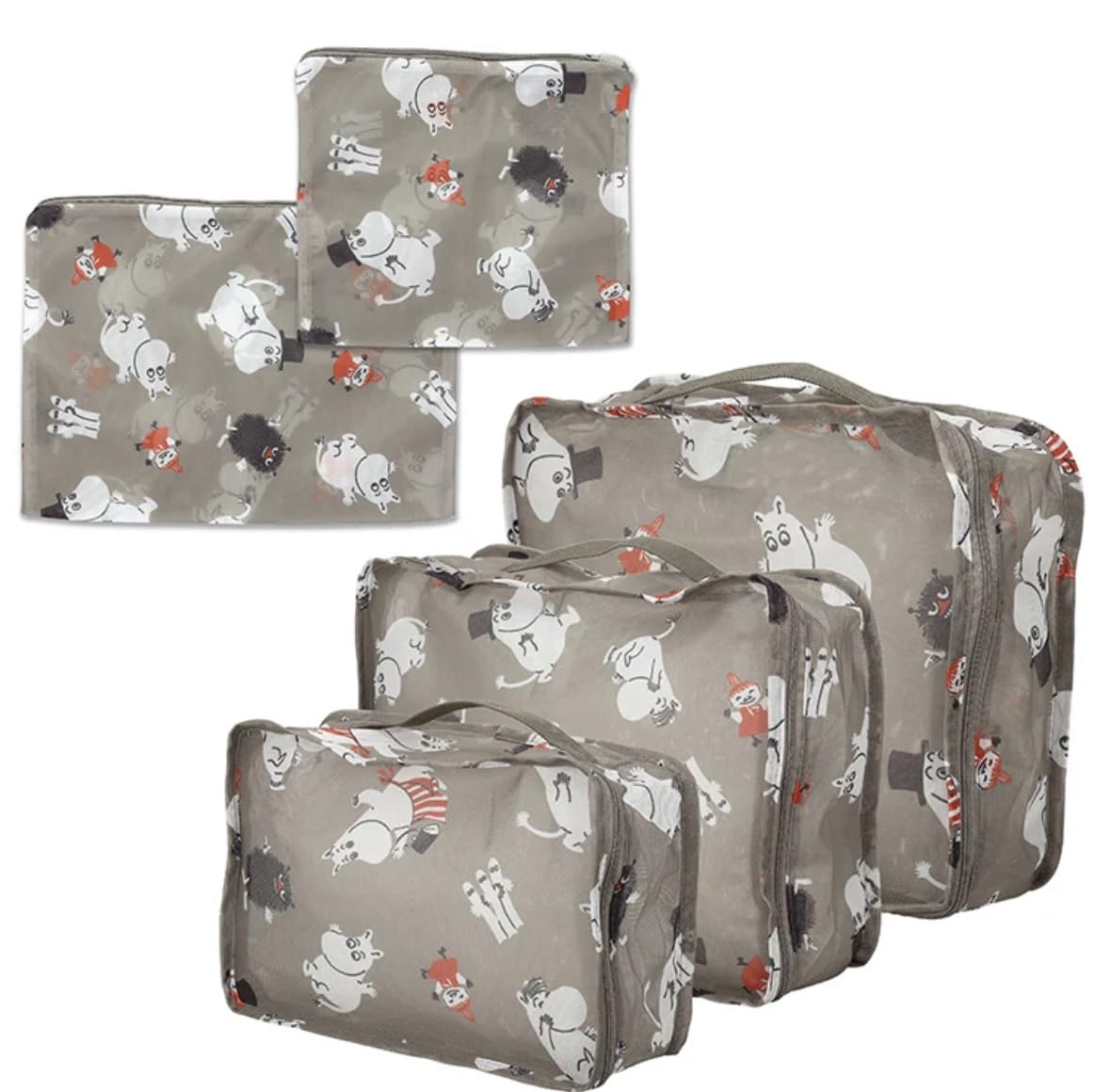

Kamio Japan Moomin Travel Pouch Set Waiwai 217041 MOOMIN Pattern 5-Piece All-Over