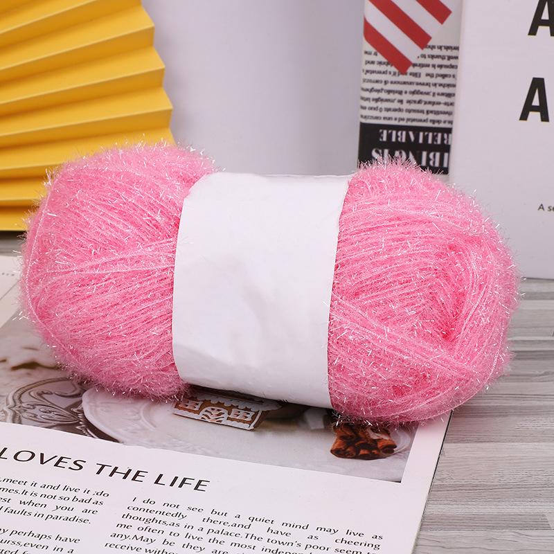 

50 г Пряжа для вязания Премиум Блестящий Акрил Высококачественное Волокно Прочная Нить, удобная для вязания стекла Блестящая розовый