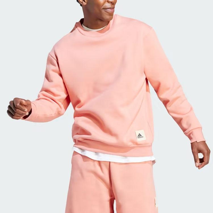 Adidas Lounge Fleece Sweatshirt With Plain Logo Patch Men Tops Mystic-Clay IM0490