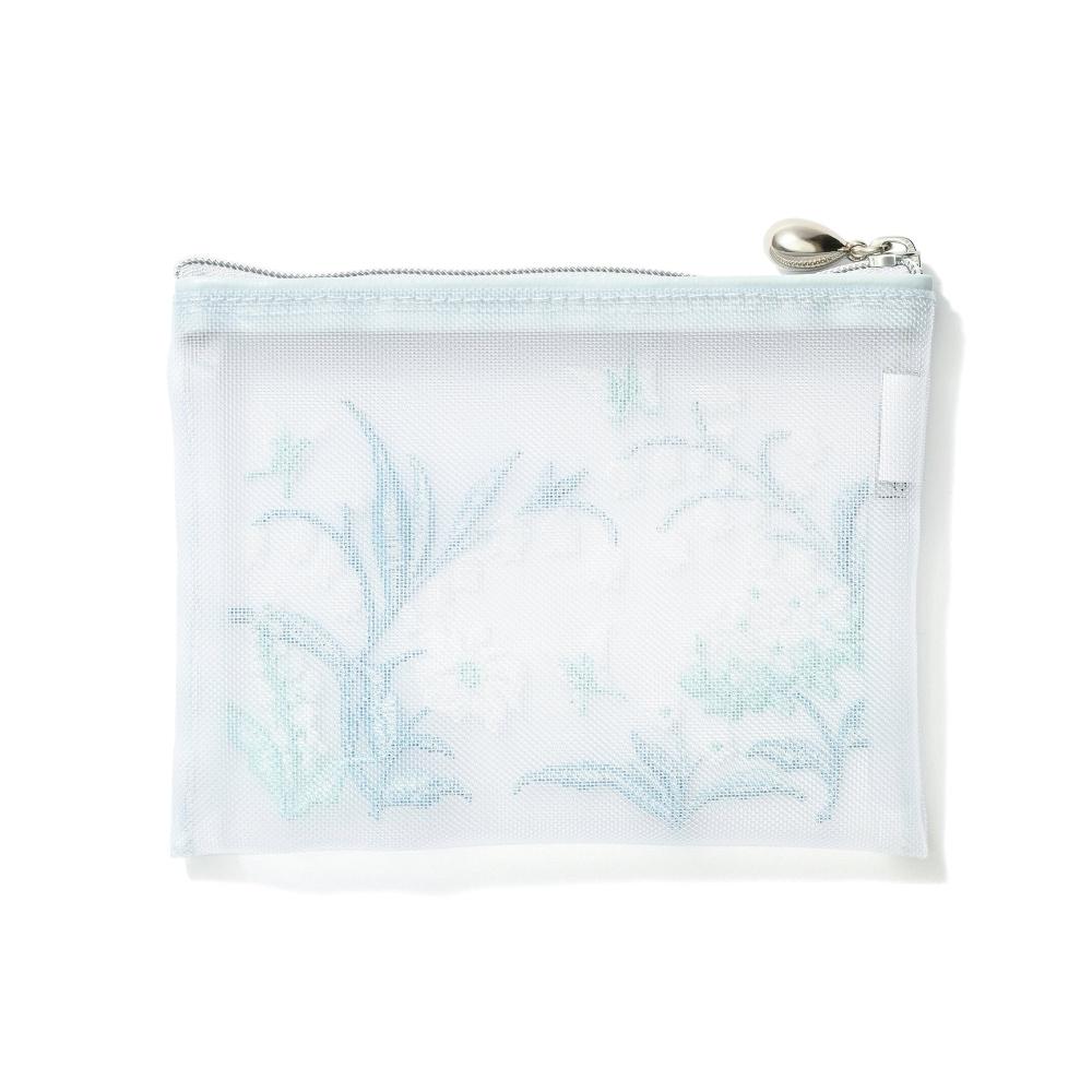 Franc Franc Japan Mesh Embroidered Mini Flat Pouch Light Blue