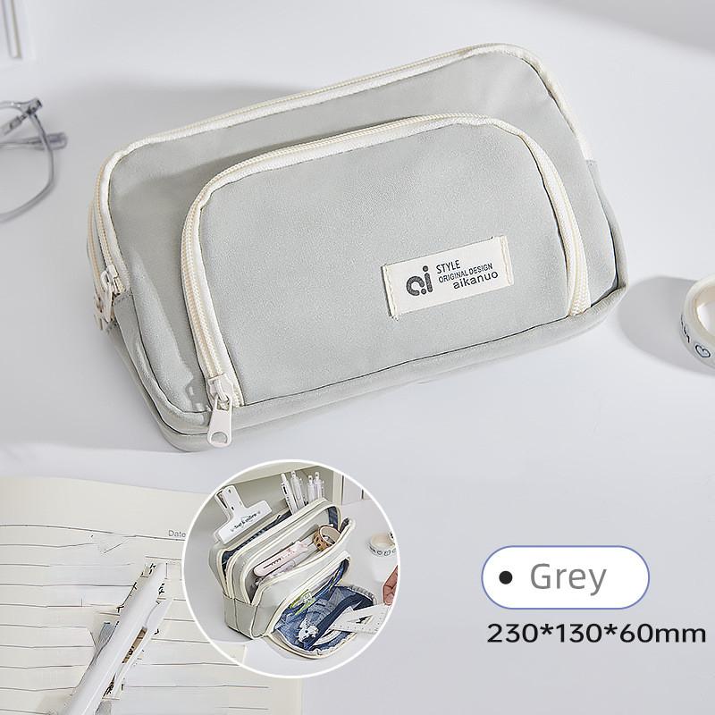 High Capacity Pencil Case Simplicity Solid Color Pencil Bag High Capacity Zipper Design Stationery Storage Bag Student Supplies