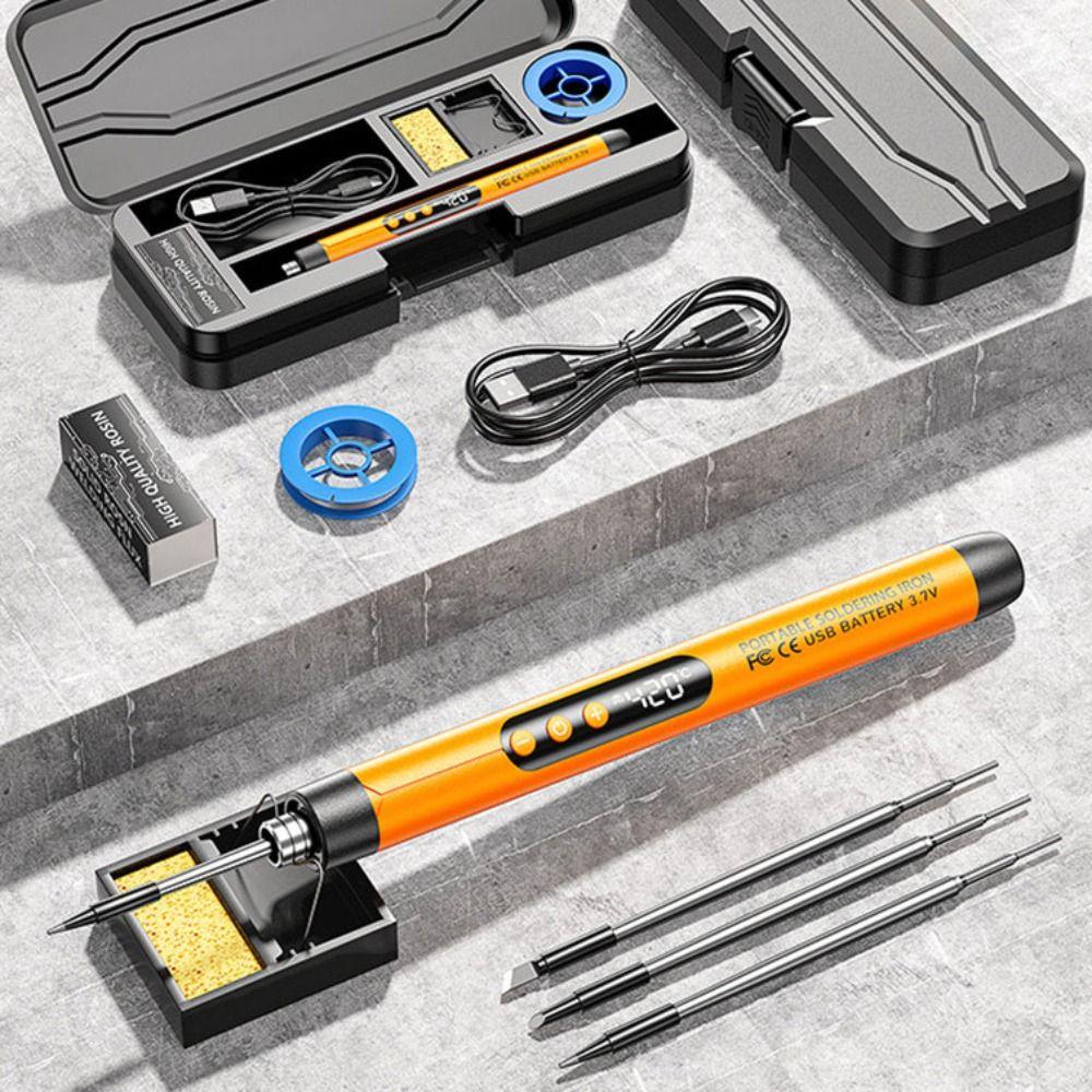 מלחם דיגיטלי אלחוטי USB טמפרטורה מתכווננת 260-420°C Type-C סוללה 1000mAh כלי מלחם הלחמה חכם