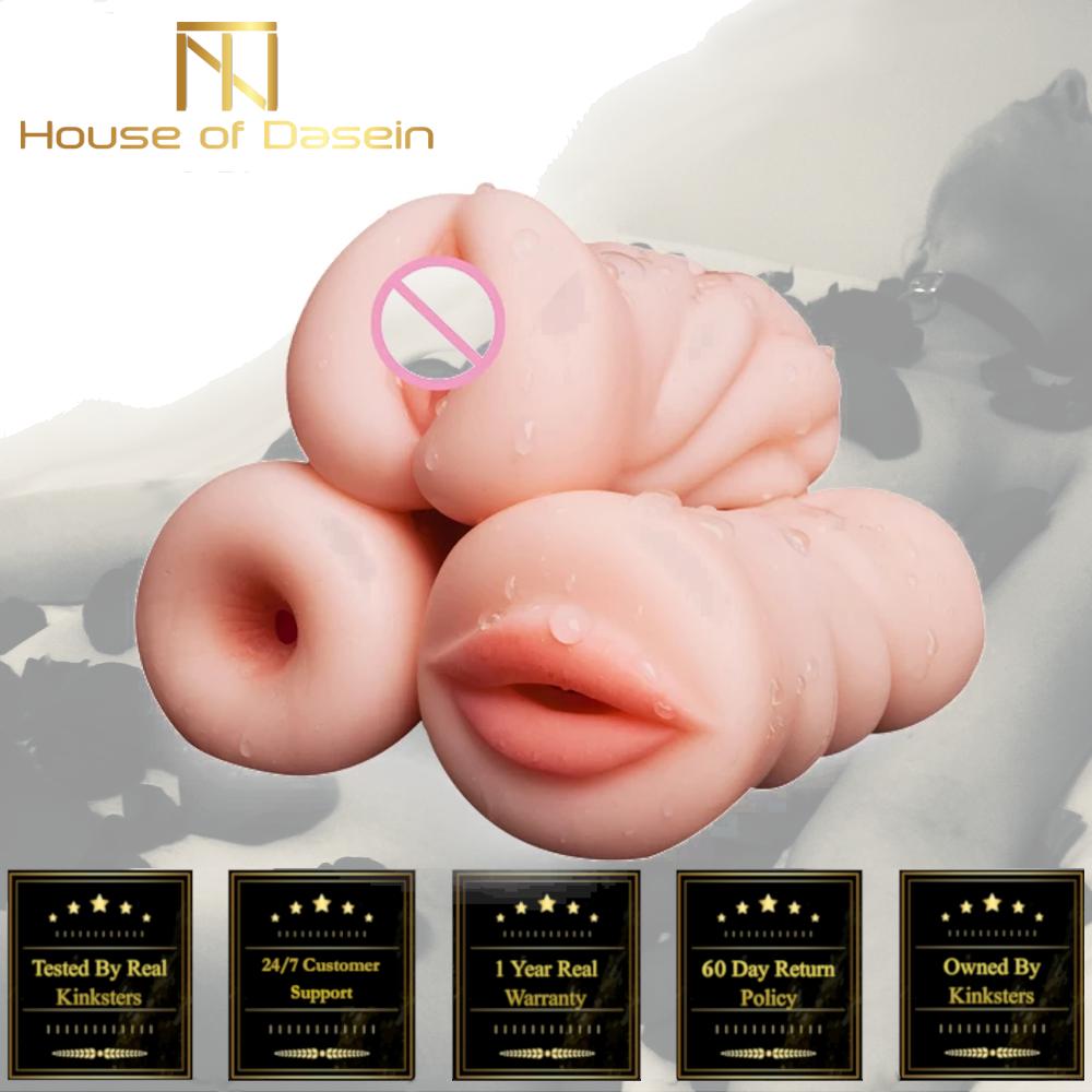 Realistic Handheld Masturbator  Silicone  Mouth Anal Masturbators