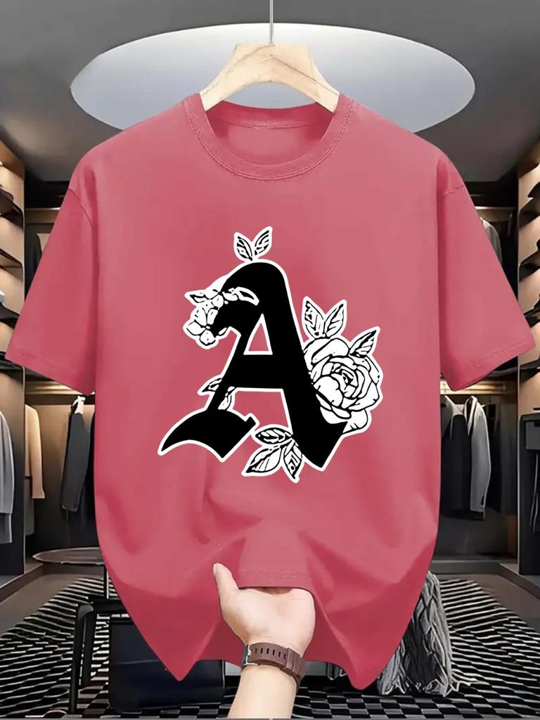 New Trendy Mens Personalized Letter Printed Breathable and Comfortable Round Neck Tshirt Summer Outdoor Casual High Street Top