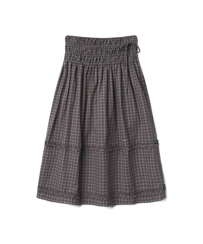 Tudment Check Tiered Skirt_Brown