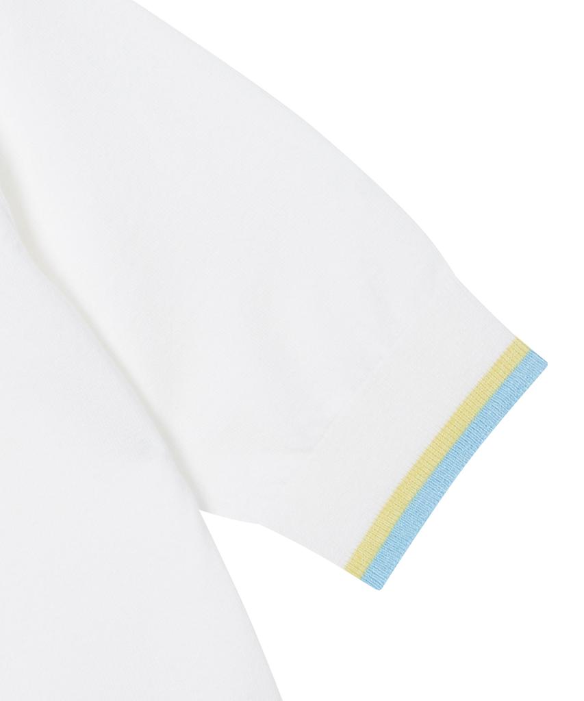 Antomas Circle Spaceship Logo Knit Polo Women - White