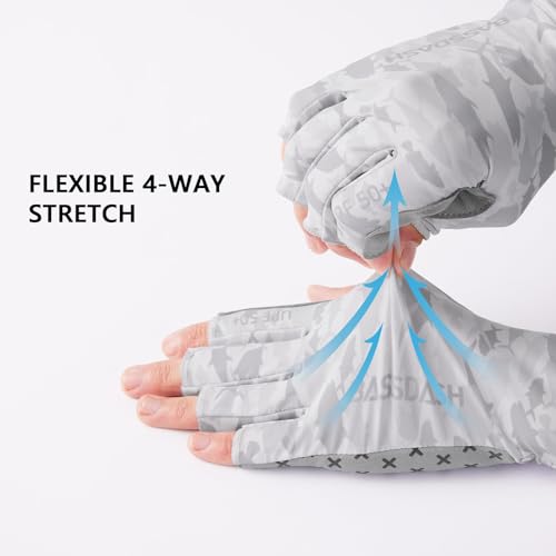 BASSDASH Fishing Gloves, 3/4 Finger, UPF 50+, Non-Slip, Unisex