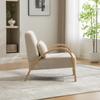 Scandinavian Fabric Lounge Chair – Soft Chenille Fabric and Sturdy Wood Frame, Ideal for Living Room & Bedroom-BEIGE