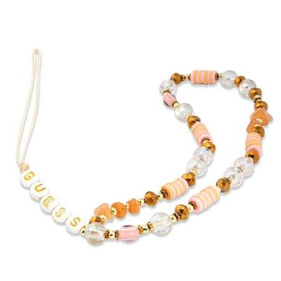 Guess Gustbohp Pendant Phone Strap Brown-Pink/Brown-Pink Beads Bohemia