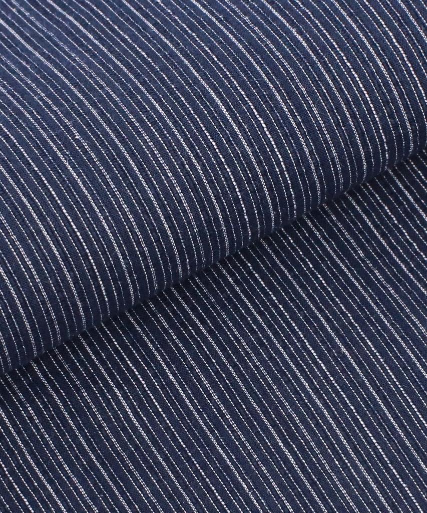 [KYOETSU] Men's Jinbei Shirt (Sold Separately), Shijira Weave, Men's Pajamas, Cotton, Top and Bottom Set (2. Simple Thin Stripe X Navy (Long Pants), L