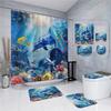 18 Colors 4Piece Marine Style Dolphin Waterproof Shower Curtain Set Anti-slip Mat Base Carpet Toilet Cover Pad Bathroom Kit