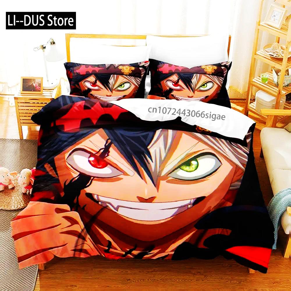 Black Clover Bedding Set Single Double Full Queen King Size Anime Duvet Cover Set For Adults Boys Quilt Cover Pillowcase