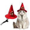 Red Pointed Hat With Bell And Bow, Adjustable Felt Pet Hat For Small Dogs Cats Christmas Cat Hat Festive Party Accessories