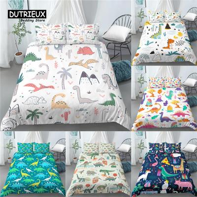 Cartoon Dinosaurier Print Home Living Luxury 3D 2/3-teilig Bequeme Bettbezug-Kissenbezug-Bettwäsche-Sets Queen und King EU/US/AU Größe