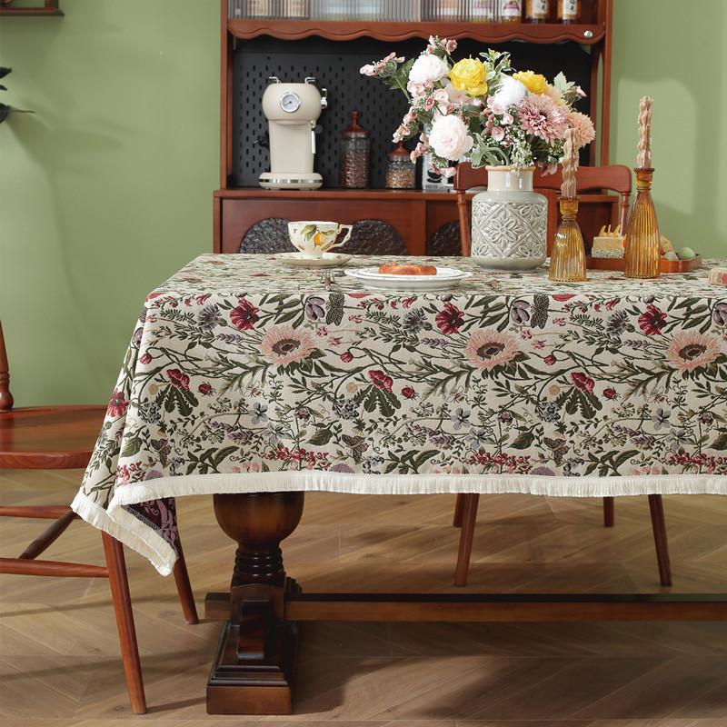 

Daisies Flower Printed Tassel Tablecloth Table Runner Kitchen Table Decor Washable Dining Tablecloth Holiday Party Wedding Decor 60X60cm