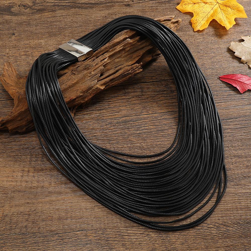 Exaggerated Multi-layer Leather Rope Necklace Retro Neck Chain Jewelry Accessories