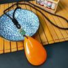 New Ethnic Imitation Beeswax Water Drop Sweater Chain Cotton and Linen Clothing Accessories Long Necklace Women
