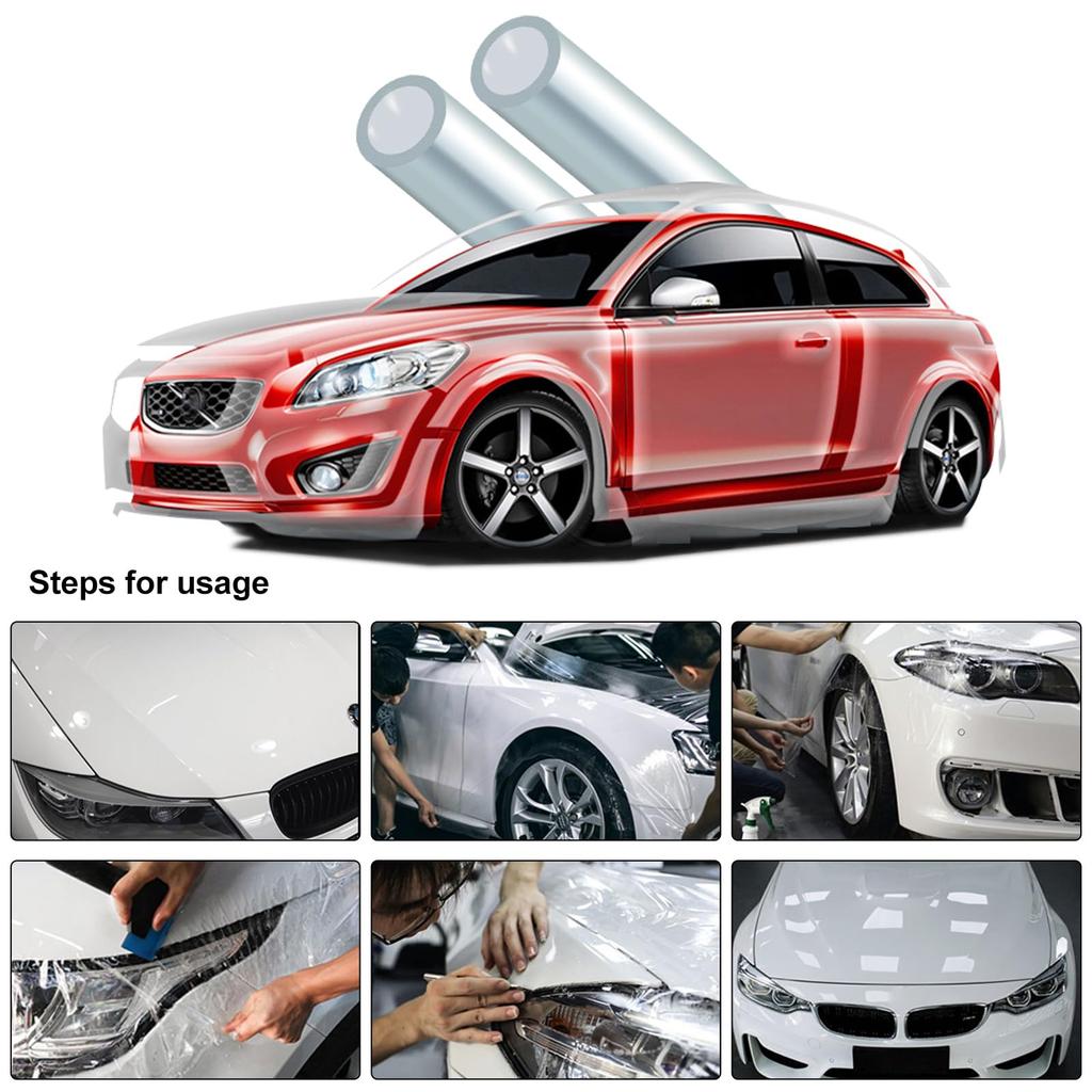 ledmomo Car Protection for Vehicle Scratch and Stain PVC Gloss for Doors and Durable and Easy to Install Film, Transparent, 100x40cm, Protection,
