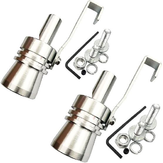 DEVMO 2Pcs XL Size Aluminum Alloy Universal Turbo Sound Exhaust Muffler Pipe Whistle Car Roar Maker (XL-Black)