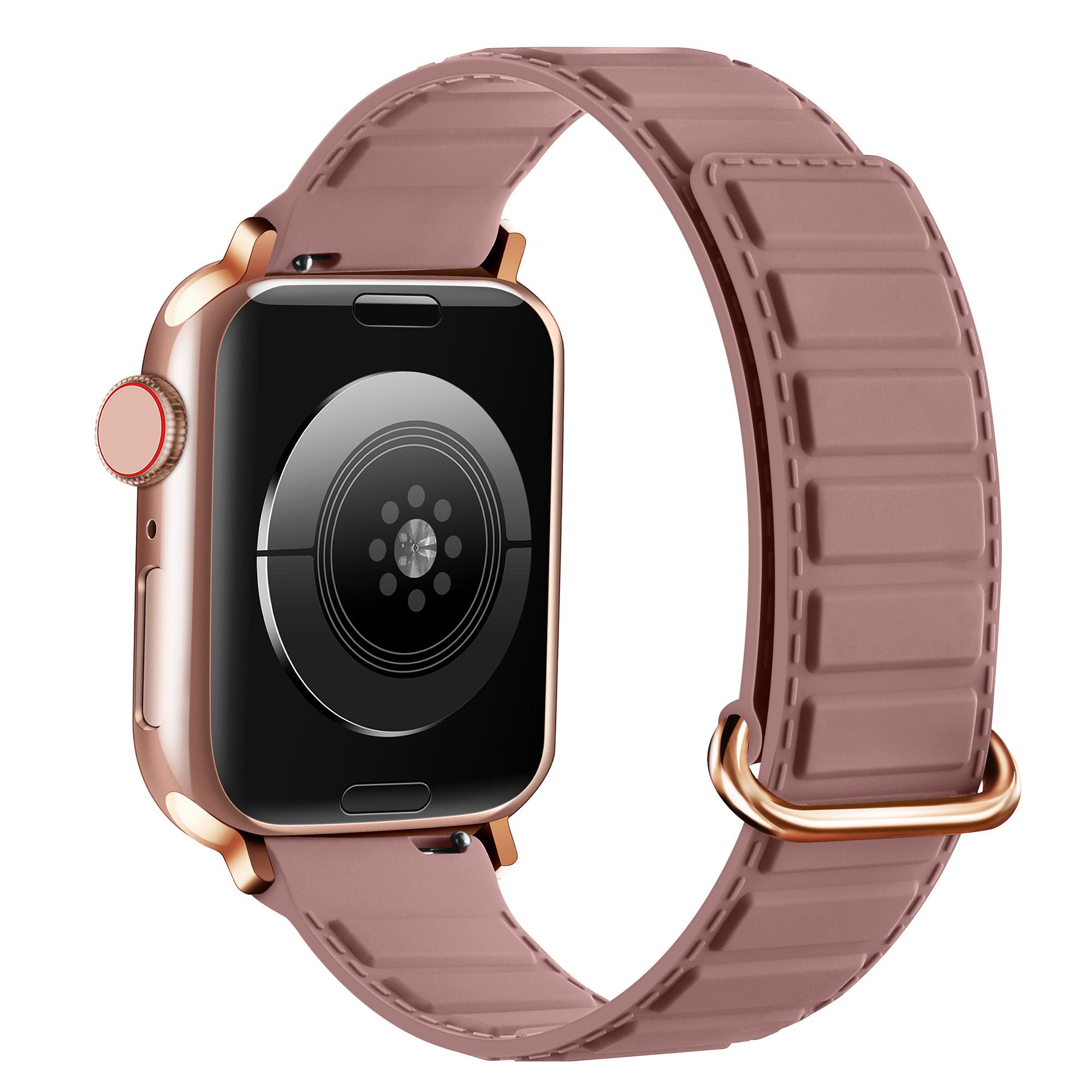 

Silicone Strap for Apple Watch Series 10 Ultra 9 8 7 SE 6 5 4 3 2 1 46mm 49mm 45mm 44mm 42mm Magnetic Buckle Watch Band Rouge Pink