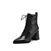 Fashion NEW Autumn Women Boots Genuine Leather Shoes for Women Pointed Toe Chunky Heel Shoes Lace-up Zipper Modern Boots High Heel Boots