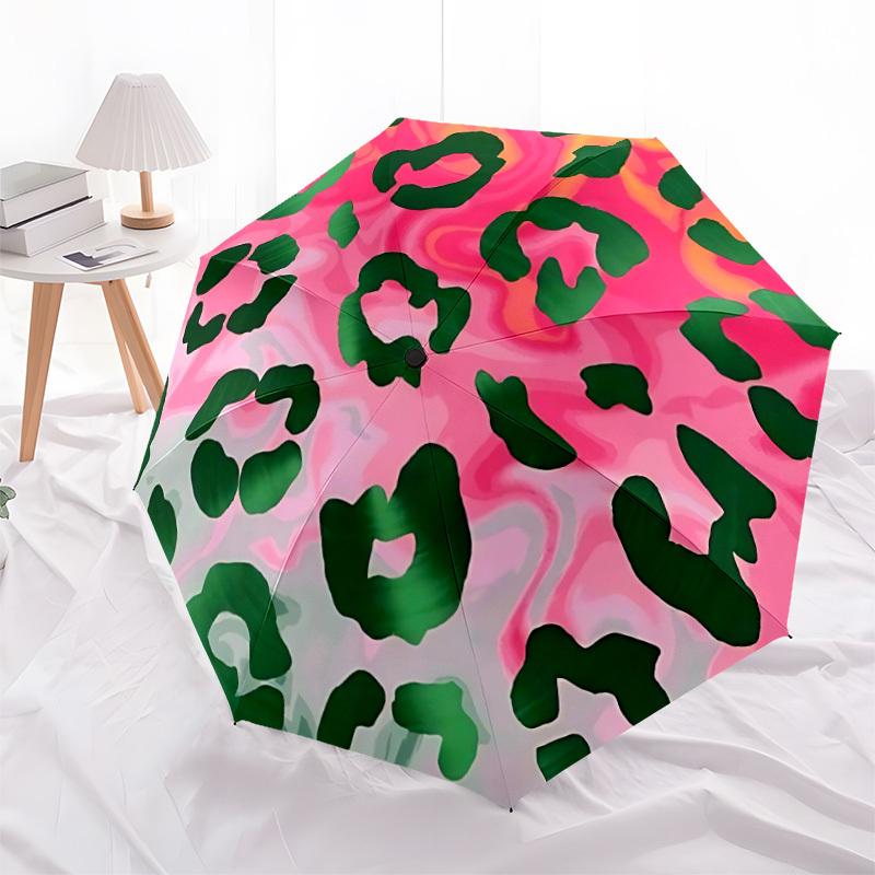 1pc Leopard Print Pattern Automatic Folding Umbrella Portable Collapsible 8-Rib Umbrella for All Seasons, Casual Outdoor Accessory, PerfectB51