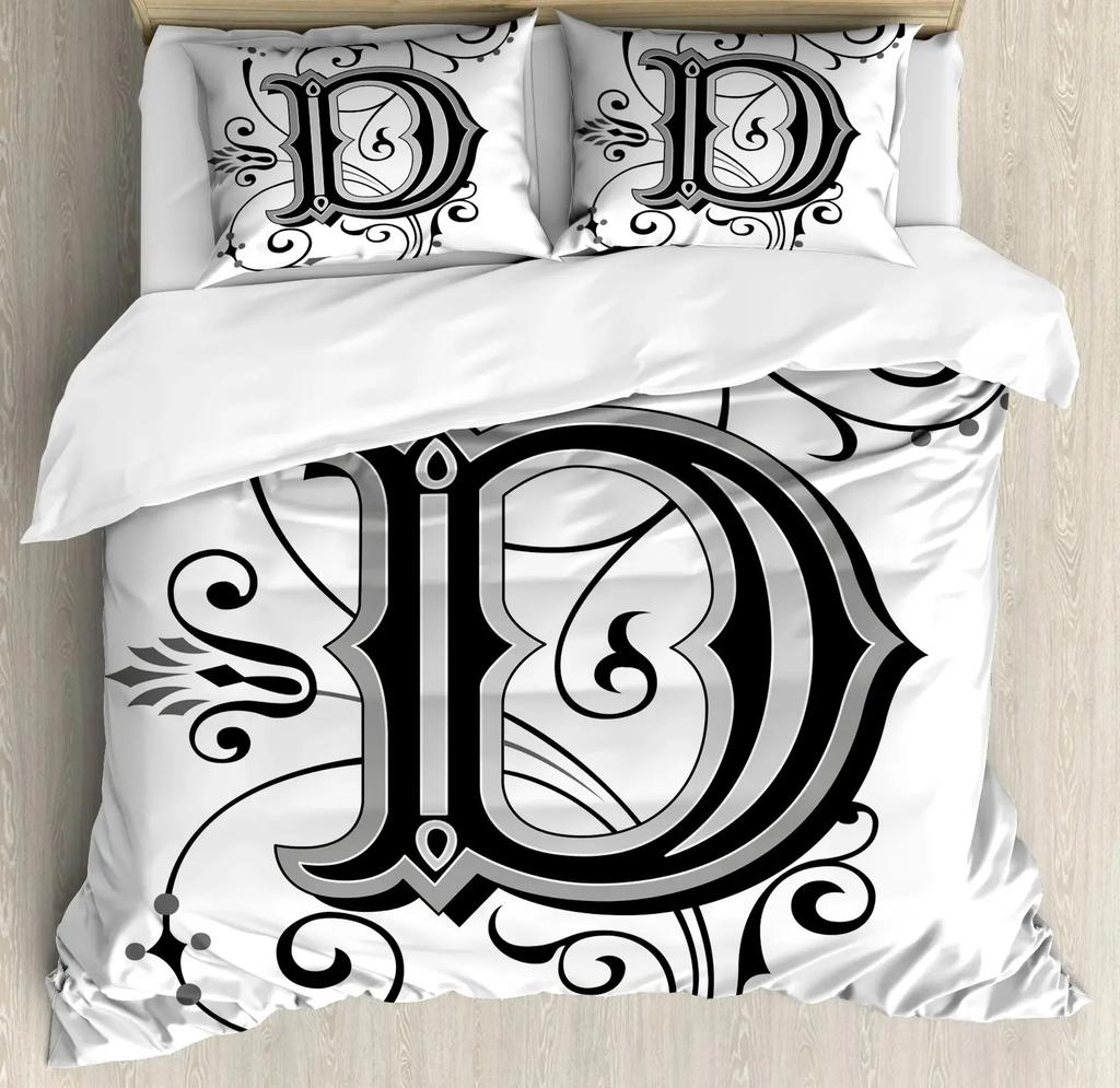 Medieval Duvet Cover Set,Heraldic Design From Middle Ages Coat Of Arms Crown Lions And Swirls, Bedroom Decorative Bedding Sets