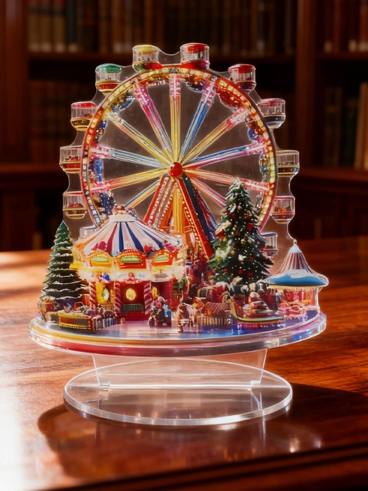2D Ferris Wheel Ornament Acrylic Ferris Wheel Display Board Ferris Wheel Shelf Ornaments Desktop Ferris Wheel Decor