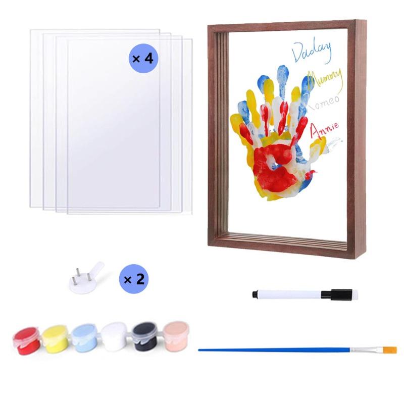 Family Handprint Baby Handprint and Footprint DIY Handmade Souvenir Wooden Frame Gift Suitable Mother's Day, Anniversary