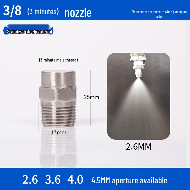 Stainless Steel High/Low Pressure Atomizing Water Spray Nozzle for Industrial Cleaning, Cooling, and Dust Removal.