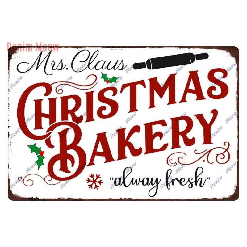 Retro Merry Christmas Metal Wall Decor, Vintage Christmas Bakery Metal Sign, for Gift  Bar Club Cafe, Room Decoration, WY299