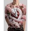 Round Neck 3D Snake Printed Top Casual Long Sleeved Men's T-shirts - Soft Medium Stretch Polyester Fabric Spring and Autumn Relaxed Fit Clothing