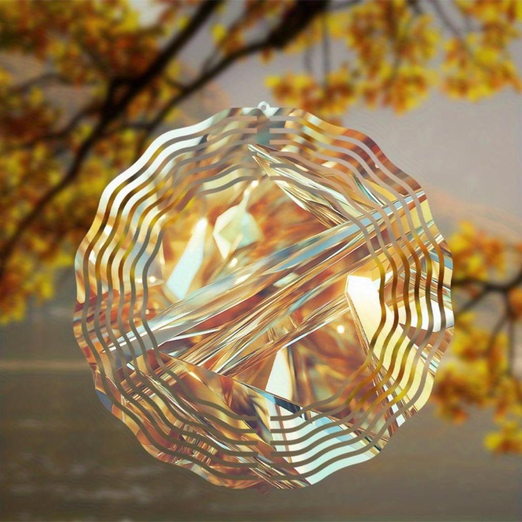 10 Inch Orange Golden Wind Spinner 360 Degree Rotating Metal Wind Chime for Outdoor Garden Patio Balcony Decor All Season Gift