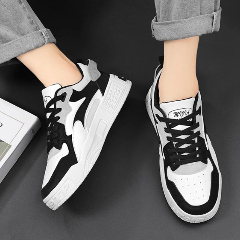 Nové podzimní pánské tenisky Pánské pohodlné boty na platformě 2024 Trend Šněrovací vulkanizované boty Bílé ležérní tenisky Zapatillas