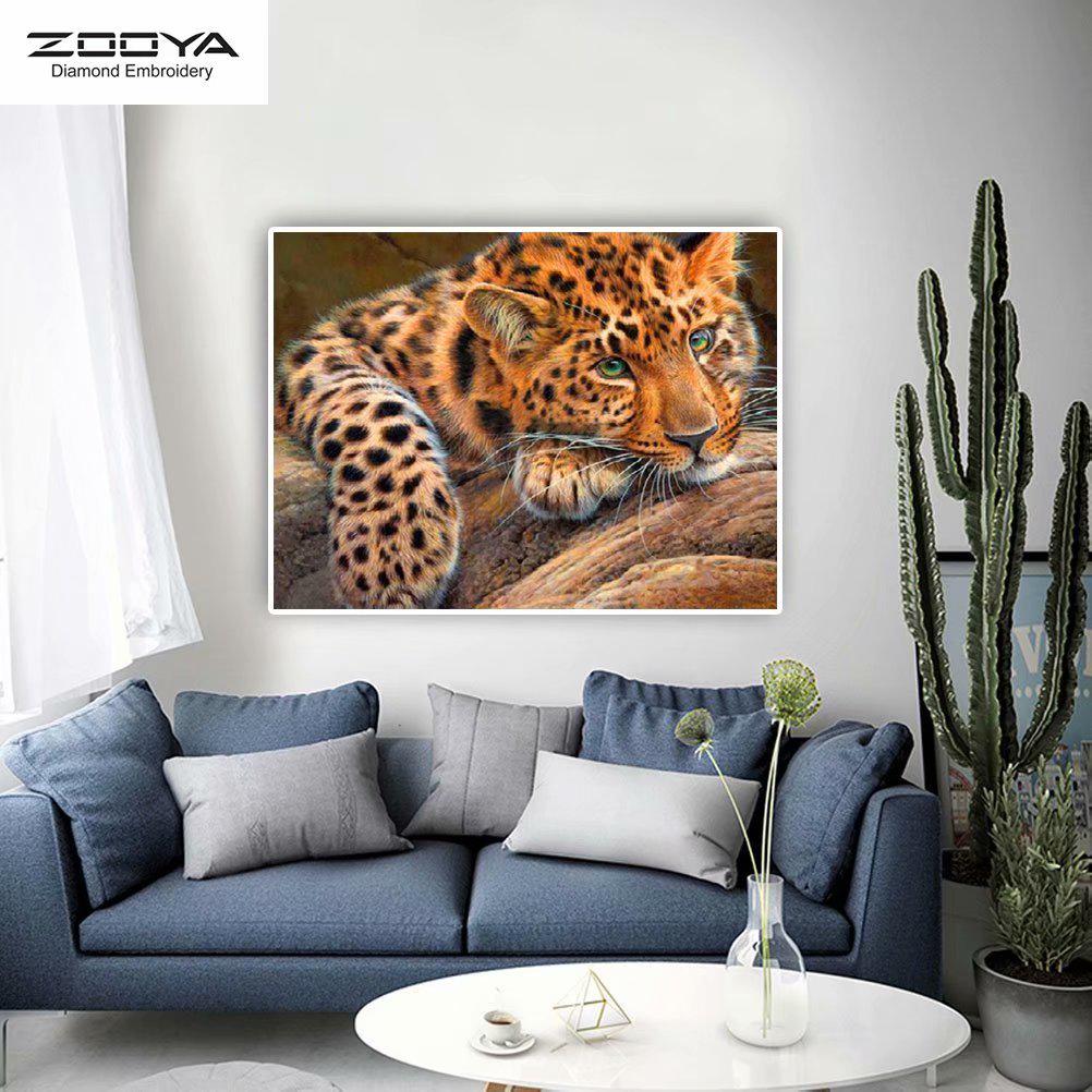 

ZOOYA DIY 5D Полный квадрат Алмазная картина Леопардовая вышивка Крест Стежок Главная Декор