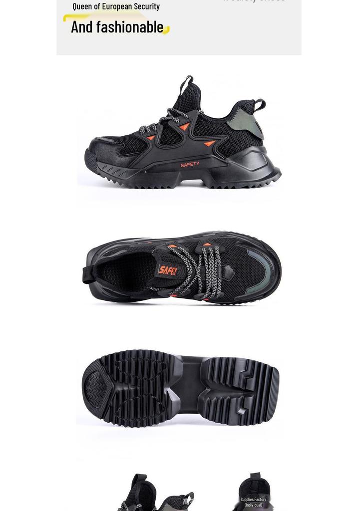 Breathable Lightweight Safety Shoes: Steel Toe, Anti-Smash, Puncture-Resistant, All-Season, Long-Standing Comfort