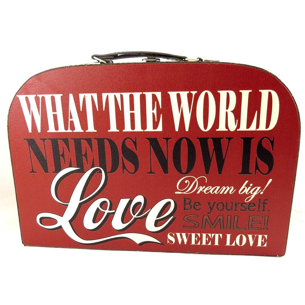Les Trésors De Lily [L1953] - Set of 2 Wooden Suitcases 'Love Sweet Love' Red Beige