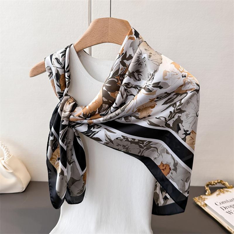 

Light Luxury Imitation Silk High-End Printing Large Square Scarf Silk Scarf Shawl Headscarf Neck Protection Scarf Decorative 90*90cm