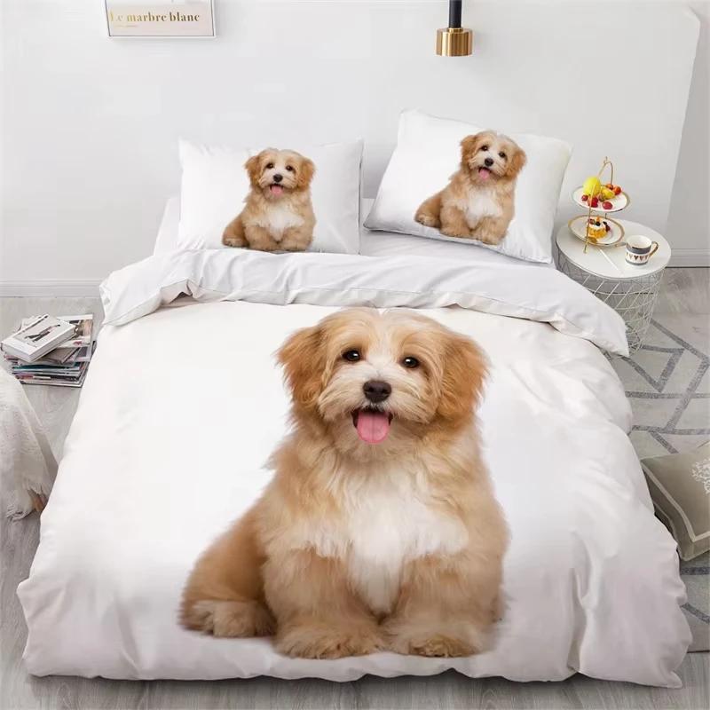 Cute Dogs Duvet Cover Pet Dog Funny Animal Bedding Set 3D Print Puppy Comforter Cover Pillowcases Full King For Kids Teens Decor