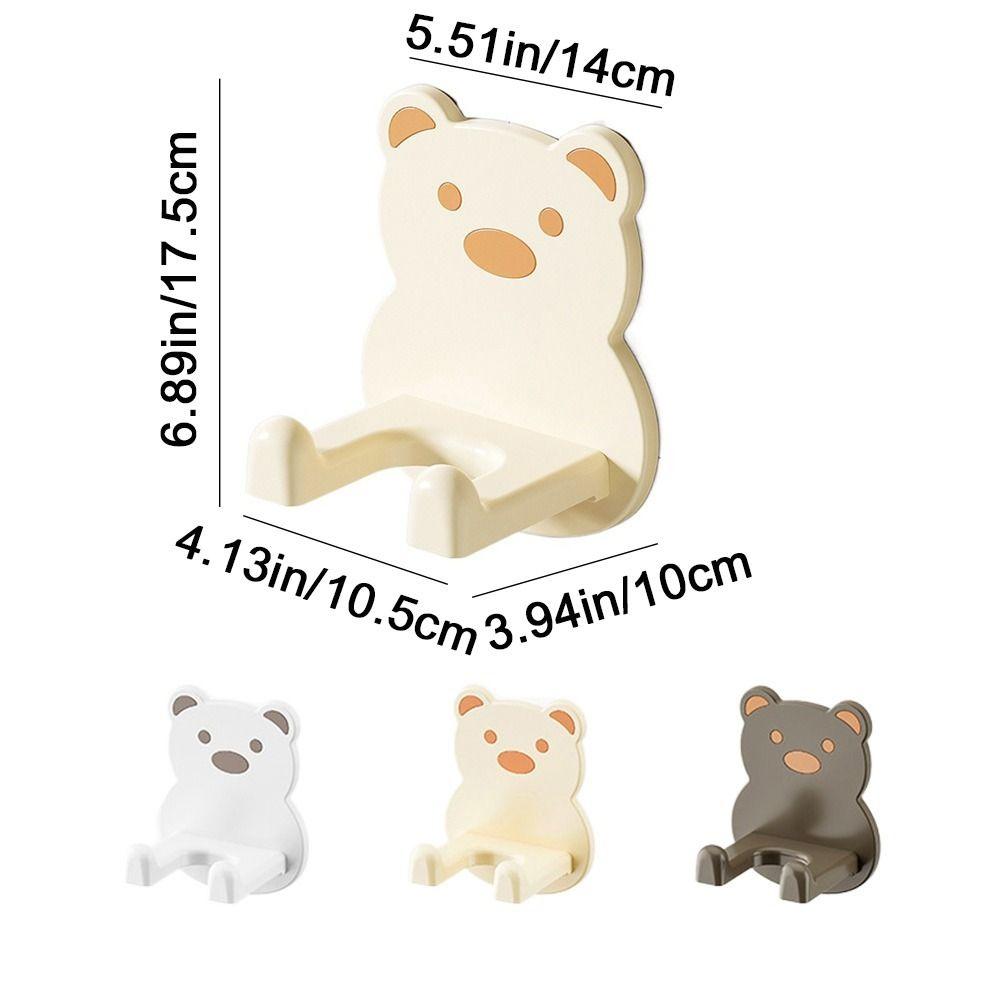 Plastic Cartoon Bear Hair Dryer Holder Self-adhesive Hair Dryer Shelf Bathroom