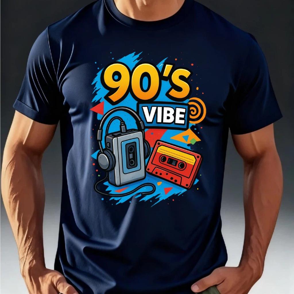 Unisexs 90s Vibe Retro Summer Fashion Tshirt Vintage Cassette Tape WalkUnisex Print Tee 90s Nostalgia Casual Cotton Tops