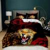 Sada povlečení Tiger Red Rose Flower Přikrývka pro chlapce Africké safari Divoká zvířata Velká kočka Queen King Polyesterový povlak na přikrývku