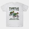 Men Black Print T-shirt Turtle Cycling Team We Well Get There When We Get There No-Cut Transfer Paper Print Cotton Tshirt