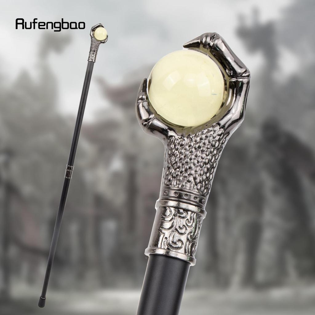 Drakklo Grepp Ljusgul Glasboll Silver Gångstav Mode Dekorativ Gångpinne Cosplay Gångstavsknopp Biskopsstav 93cm